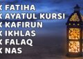 FATIHA 7X AYATUL KURSI 7X KAFIRUN 7X IKHLAS 7X FALAQ 7X NASFATIHA